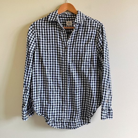 Marine Layer Kendall‎ Plaid Flannel Gingham Print Button Down Shirt Top Size XS - Picture 1 of 6